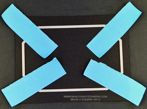 This is what it looks like for the Basic Black CS. Remember that you can reuse the sticky strips of the Post-It-Notes. PHOTO OF THE BASIC BLACK CARDSTOCK AND THE DIE - Nesting Dies Technique #2