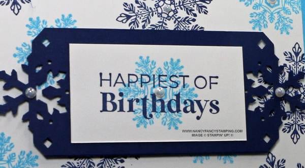 A closer look at the sentiment on today's idea for quick and easy winter cards. 