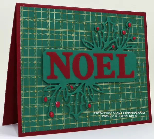 Cherry Cobbler NOEL on Shaded Spruce and Real Red Pearilized Enamel Effects Berries