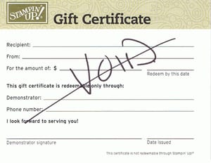Stampin' Up! Gift Certificate
